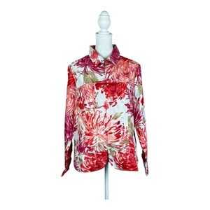Drapers Damons Shirt Jacket Womens Medium Floral Zip Front Collared Vacation